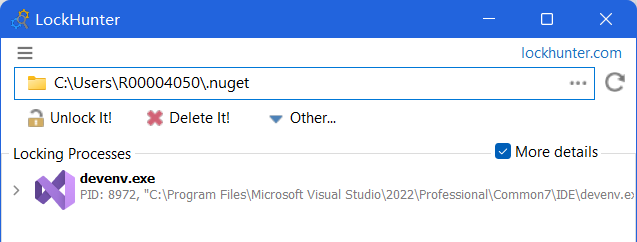 LockHunter查看文件被进程占用情况